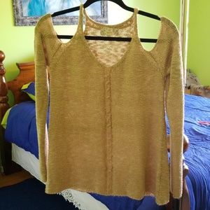 EUC womens beige open shoulder sweater